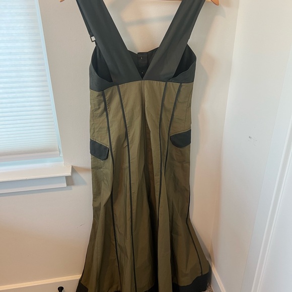 Anthropologie Strapless Dress in Dark Green and Olive - Picture 6 of 8